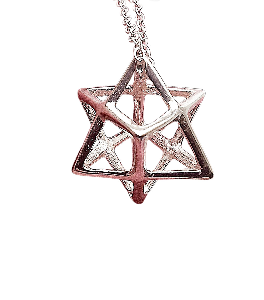 Merkaba 18" necklace magen david 3D necklace Kabbalah Star of David Jewish star 3D Star necklace sacred geometry Jewish jewelry Default Title