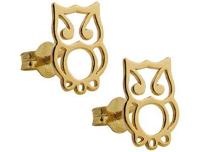 Owl Stud Earrings | Sterling Silver, Gold & Rose Gold | Handcrafted Nature Jewellery | Tamar & Talya Gold Plated