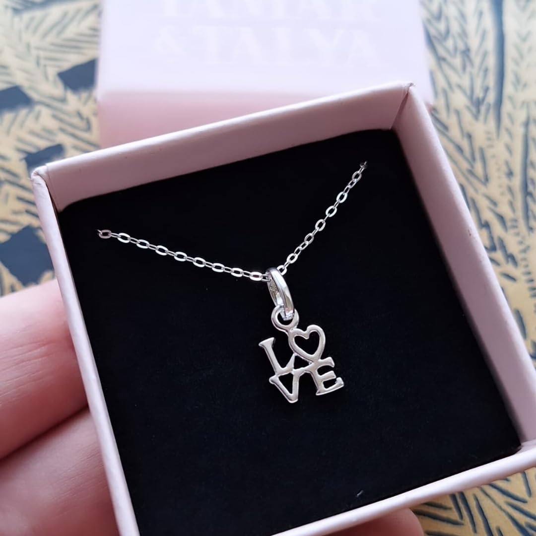 Love necklace jewellery love pendant Girl necklace Daughter gift love Pendant Necklace, Sterling Silver, 45cm Chain / 18" Tamar and Talya