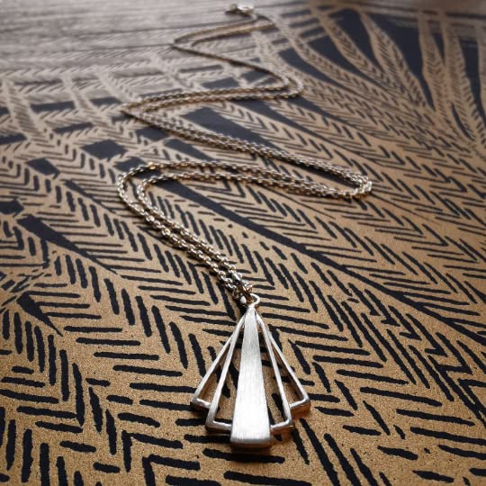 Art Deco Pendant Necklace | Sterling Silver 20" Chain | Gift for Her | Tamar & Talya