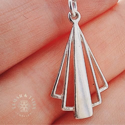 Art Deco Pendant Necklace | Sterling Silver 22" Chain | Shiny Finish | Tamar & Talya