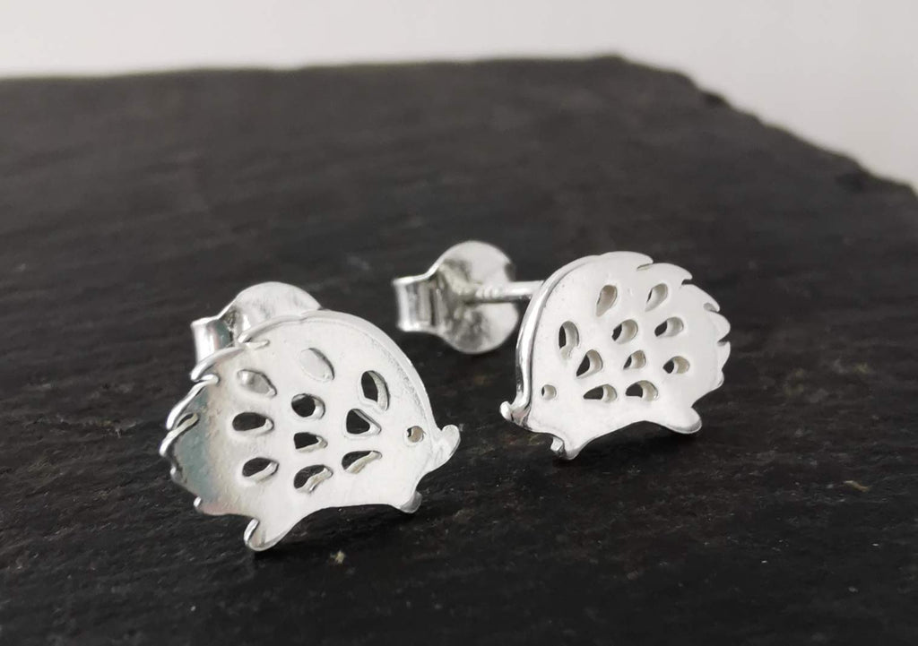 Sterling Silver Hedgehog Stud Earrings | Handcrafted Animal Jewellery | Cute Gift for Her | Tamar & Talya
