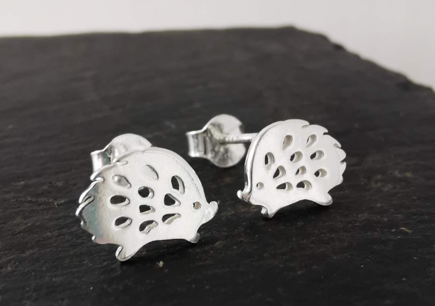 Sterling Silver Hedgehog Stud Earrings | Handcrafted Animal Jewellery | Cute Gift for Her | Tamar & Talya