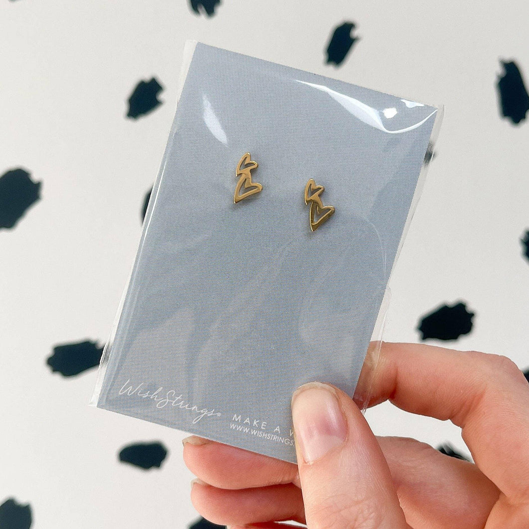 Gold Double Heart Stud Earrings by Wish Strings | Build Your Own Gift Box Bundle | Tamar & Talya.