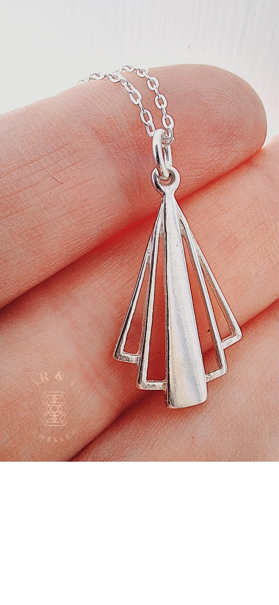 Art Deco Sterling Silver Pendant Necklace | 22" Chain | Handcrafted | Tamar & Talya