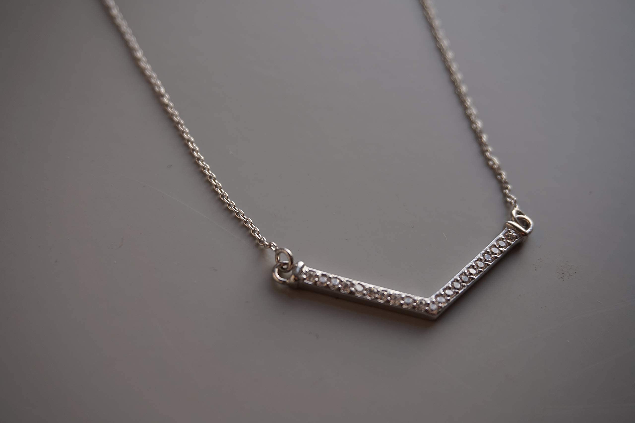 Sterling Silver CZ Geometric Chevron Necklace | Boho Style