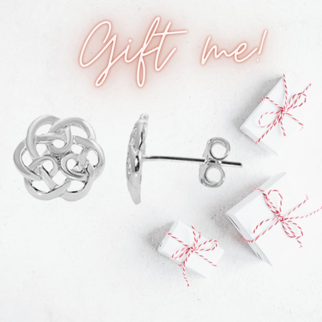 Sterling Silver Celtic Love Knot Stud Earrings | Handcrafted Heritage Jewellery | Gift for Her | Tamar & Talya
