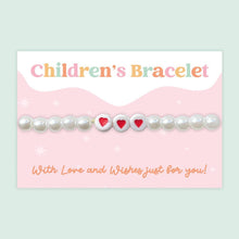 Load image into Gallery viewer, Pearl Hearts - Children&#39;s Beaded Bracelet  Wishstrings.
