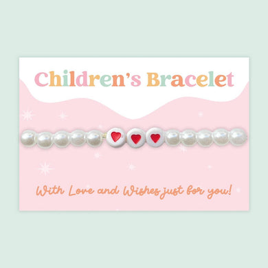 Pearl Hearts - Children's Beaded Bracelet Wishstrings - Tamar and Talya