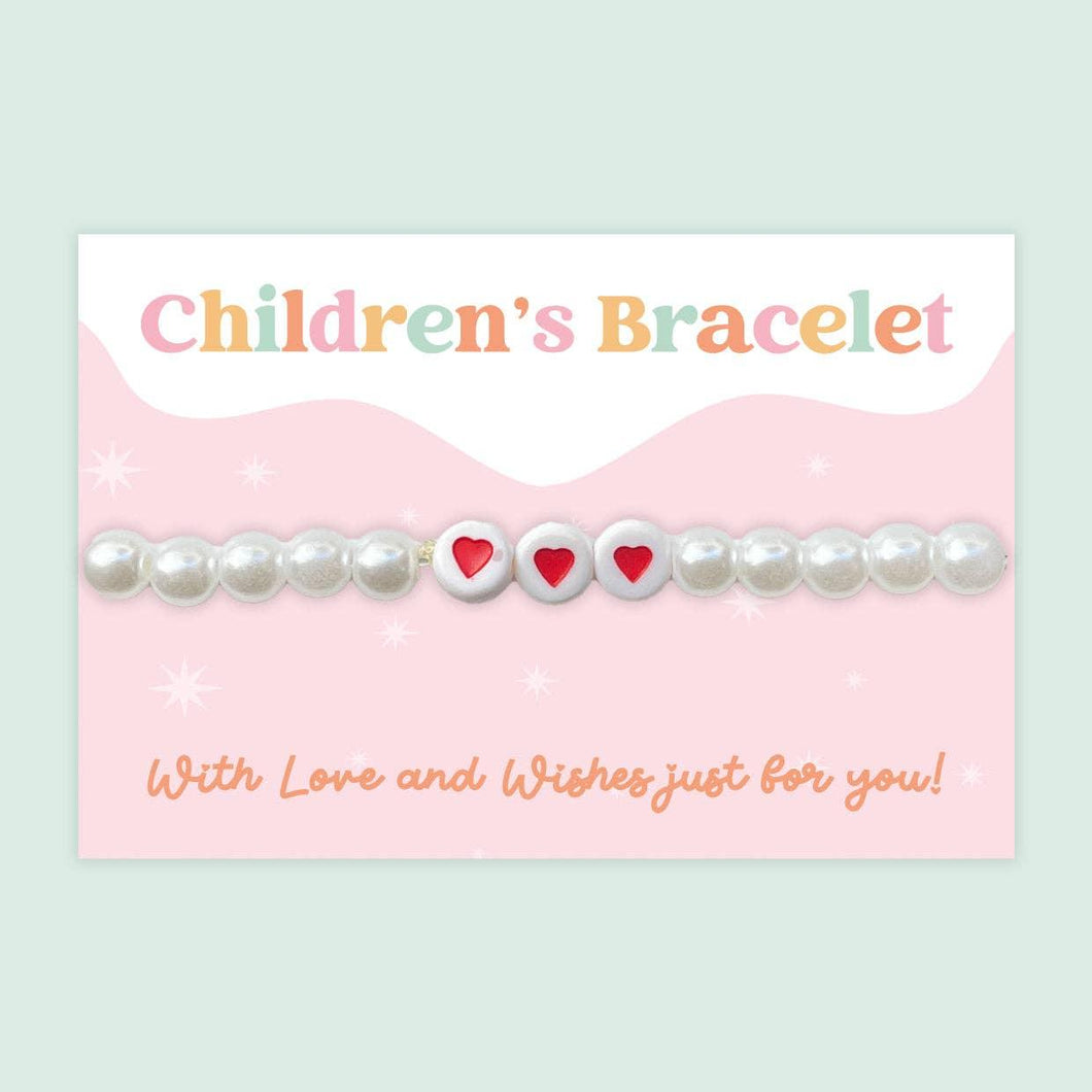 Pearl Hearts - Children's Beaded Bracelet Wishstrings - Tamar and Talya