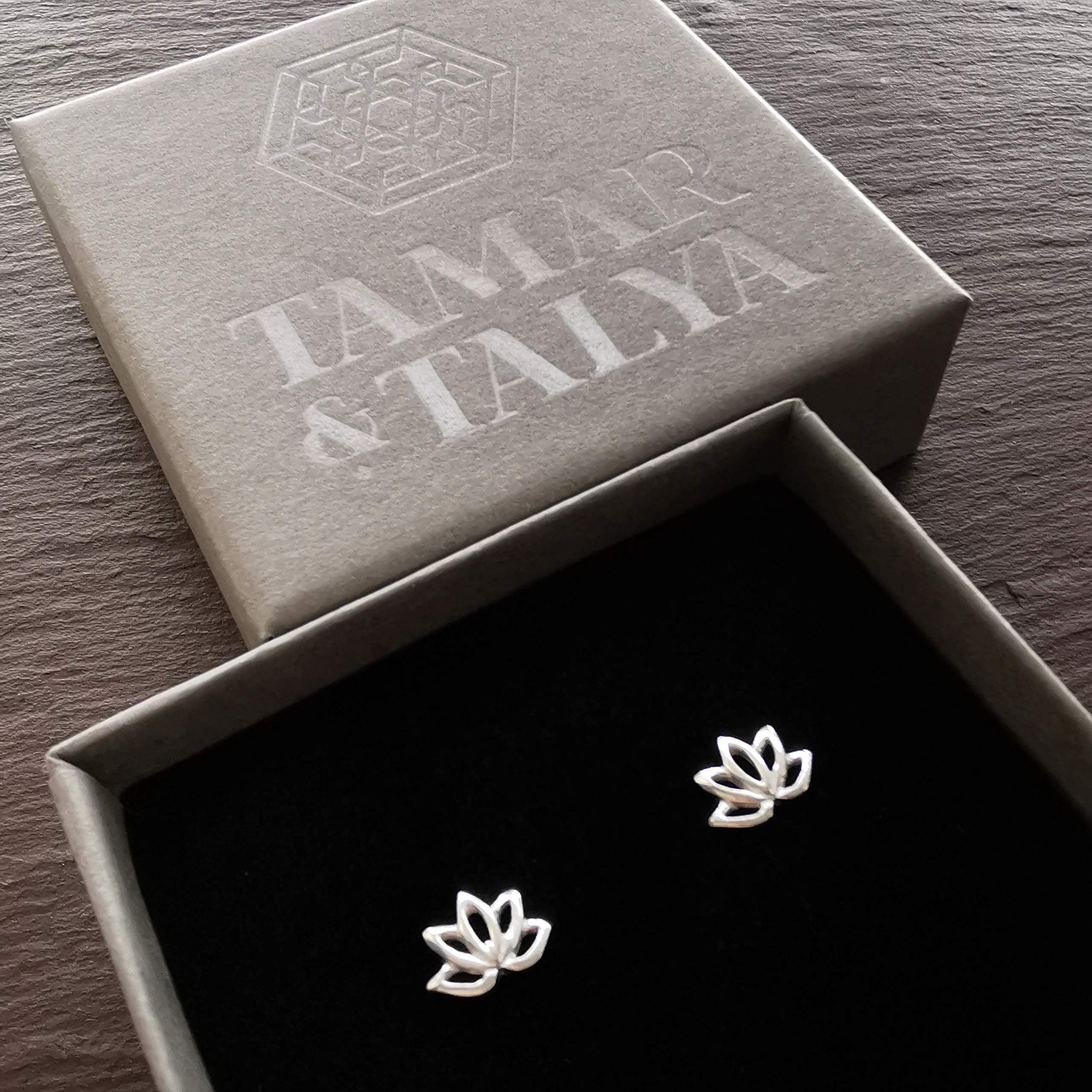 Lotus Flower Stud Earrings | Handcrafted 925 Sterling Silver | Gift for Her | Tamar & Talya