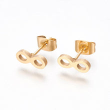 Load image into Gallery viewer, Gold Infinity studs - Hypoallergenic Stud Earrings.
