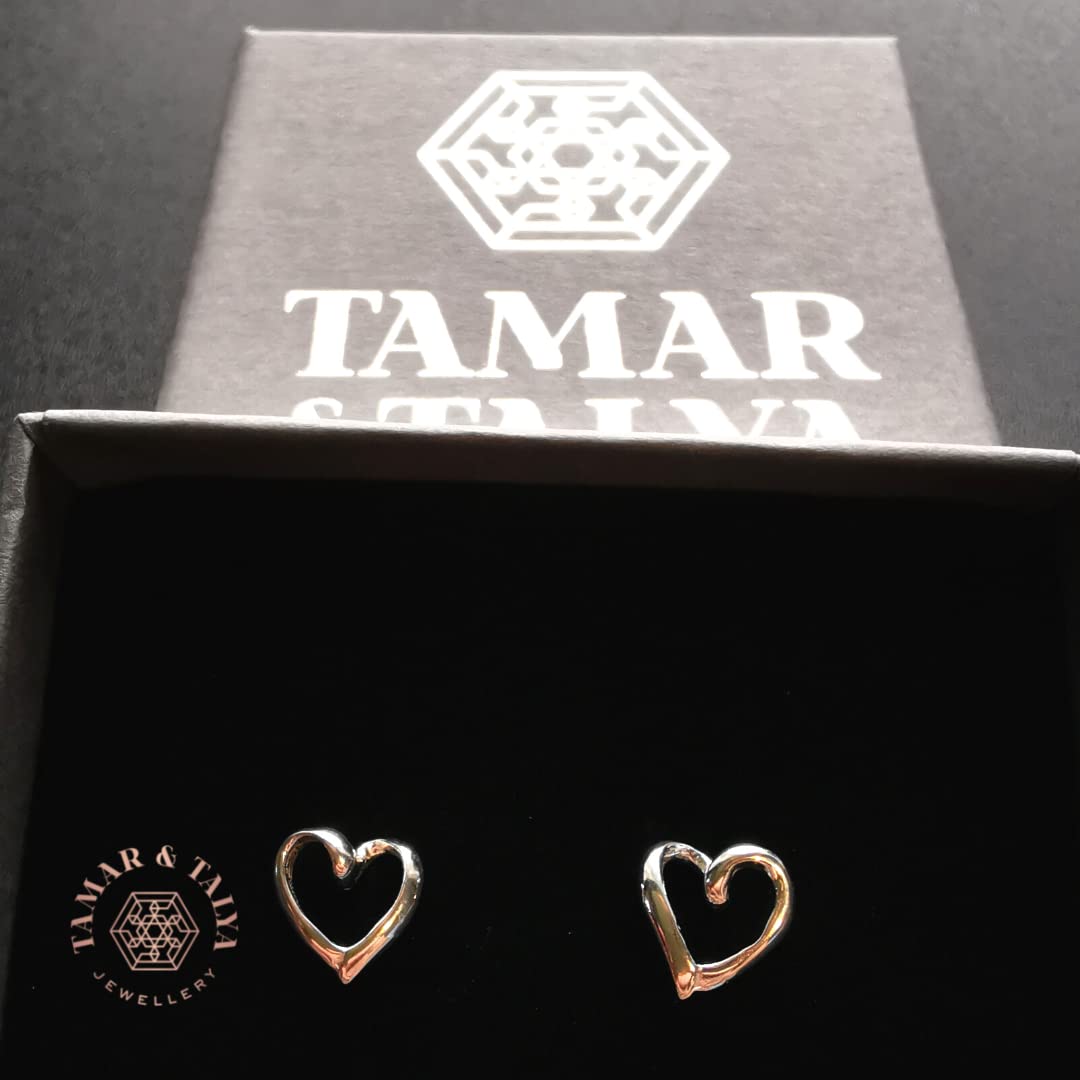Sterling Silver Heart Stud Earrings | Classic Love Jewellery | Gift for Her | Tamar & Talya