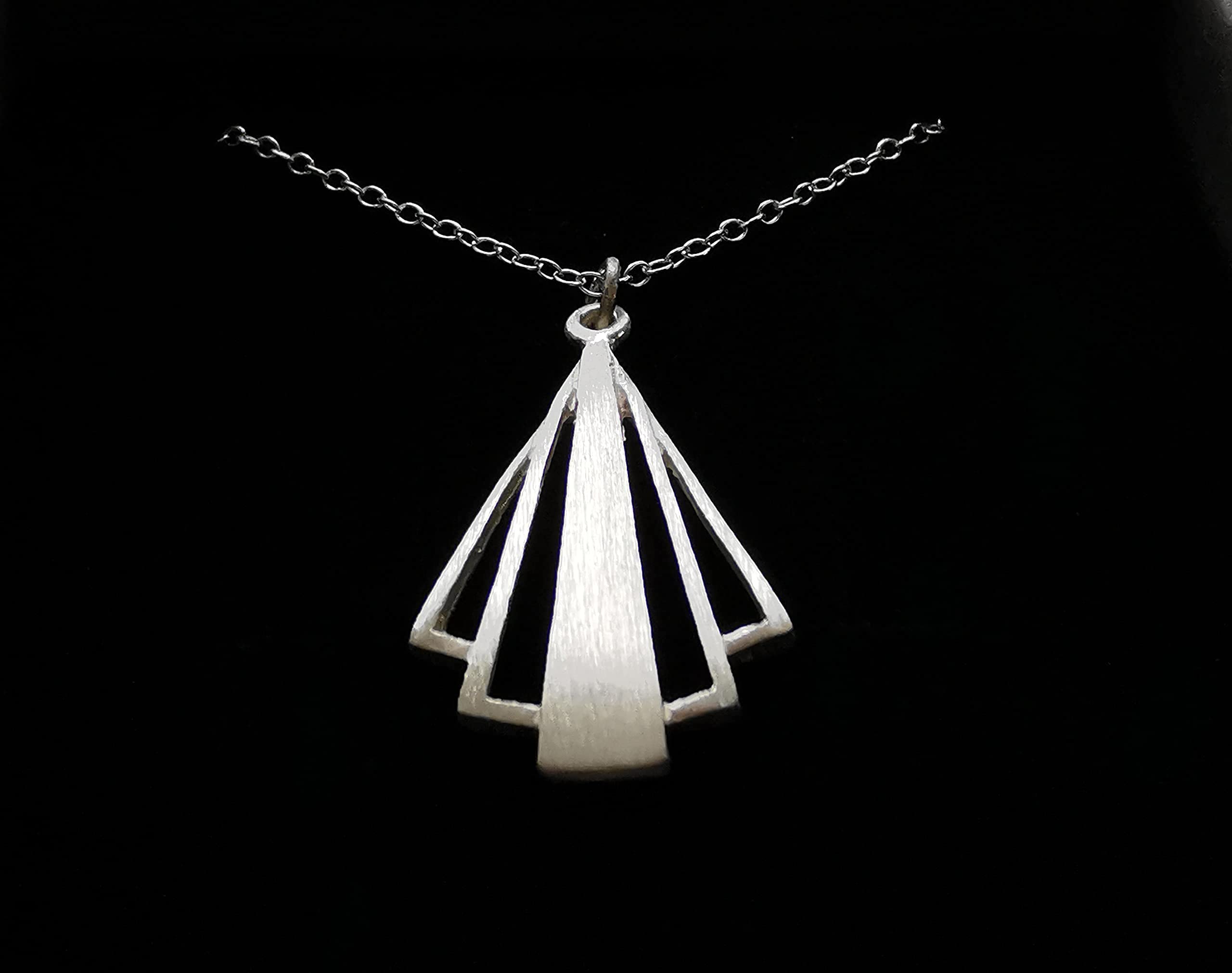Art Deco Pendant Necklace | Handcrafted Sterling Silver | 18" Trace Chain | Tamar & Talya