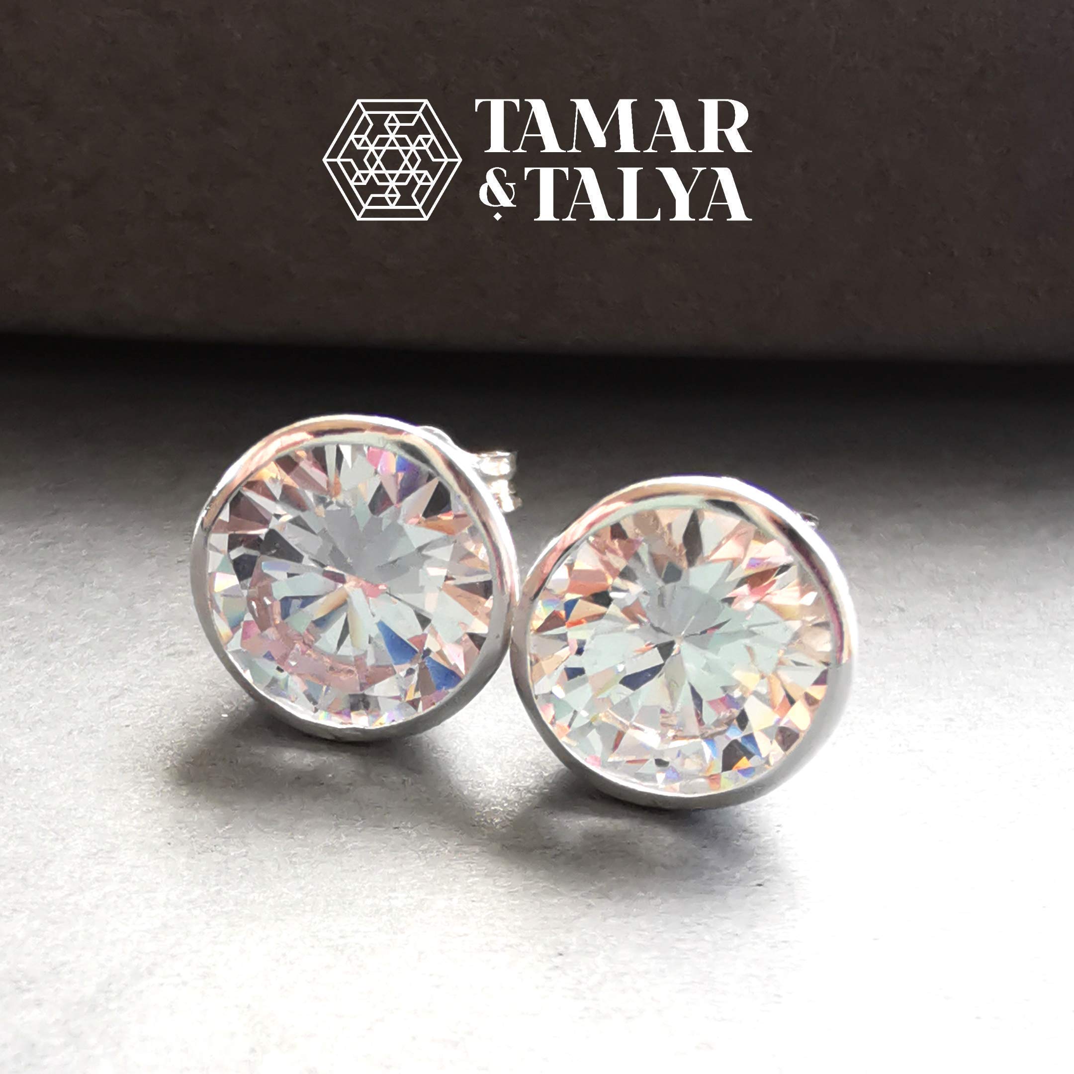 Cubic Zirconia Stud Earrings - Sparkling 8mm CZ Jewelry for Women, Perfect Bridal, Bridesmaid, and Wedding Gift. Timeless Elegance: CZ Stud Earrings - Sparkling Jewelry for All Occasions