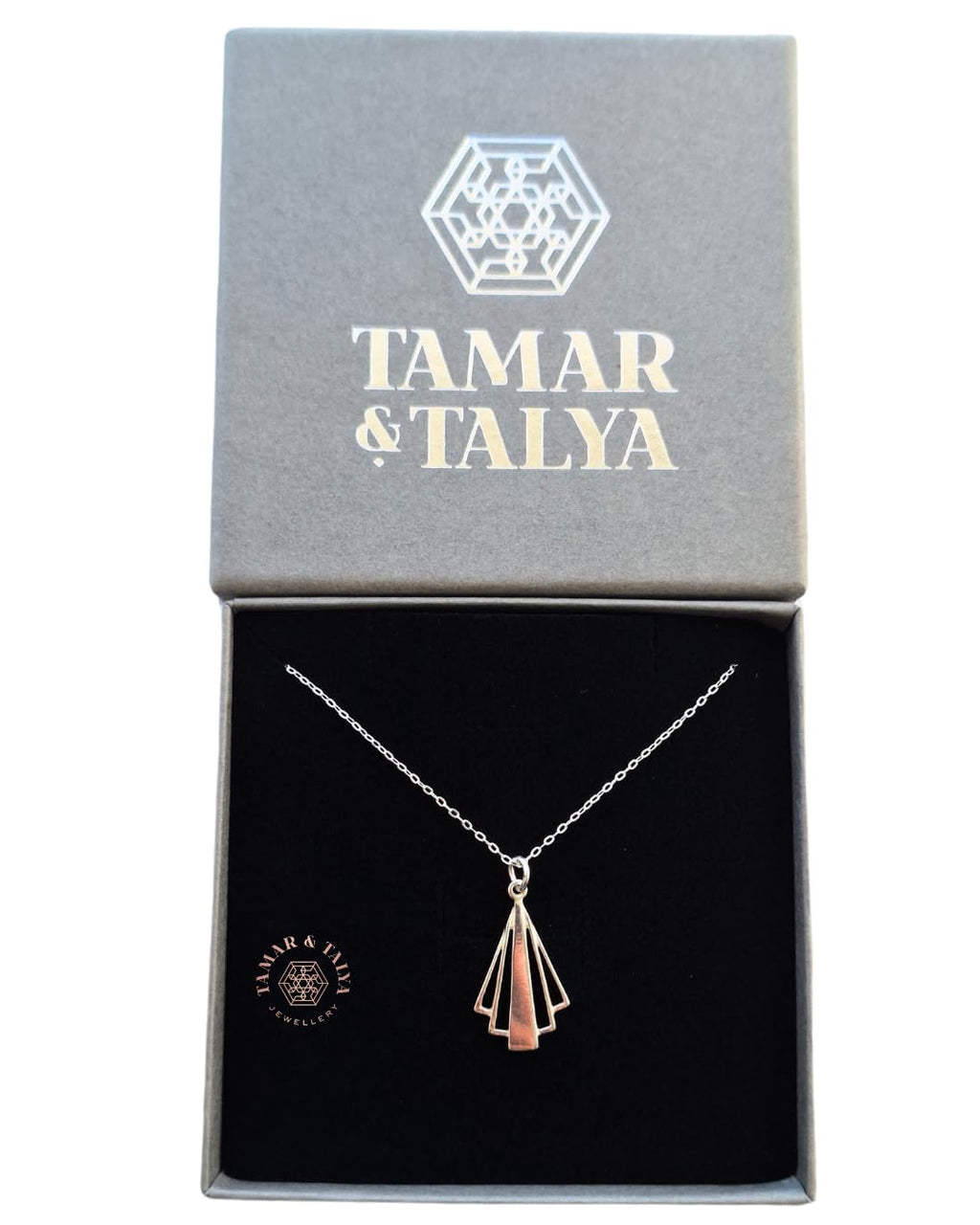 Art Deco Sterling Silver Pendant Necklace | Handcrafted Heirloom Jewellery | 20" Chain | Tamar & Talya