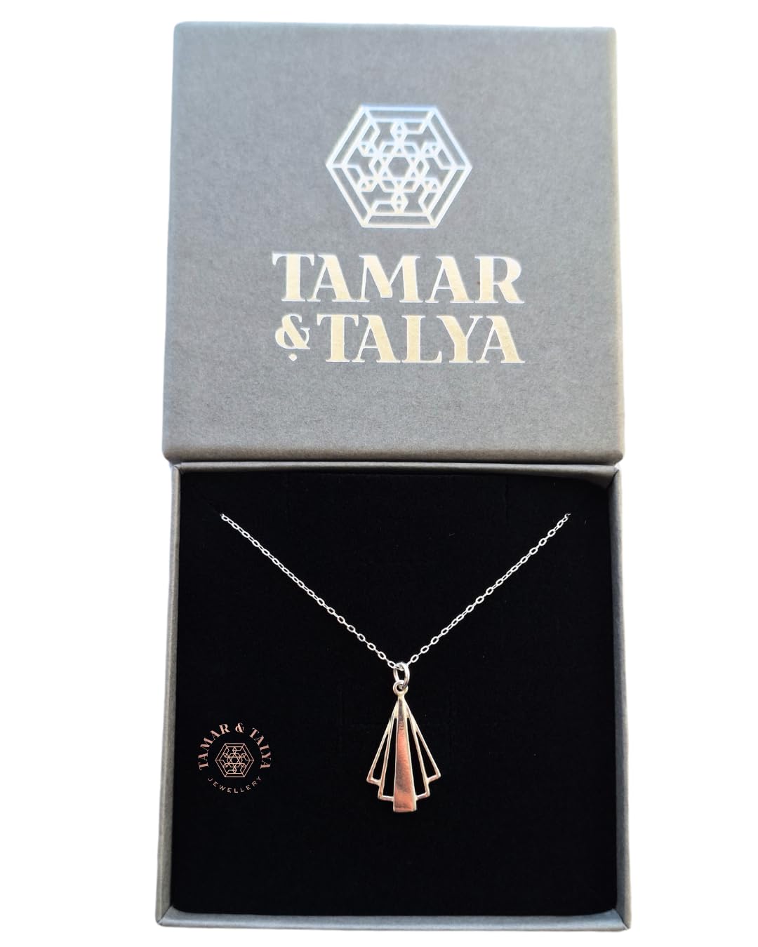 Art Deco Sterling Silver Pendant Necklace | Handcrafted Heirloom Jewellery | 20" Chain | Tamar & Talya