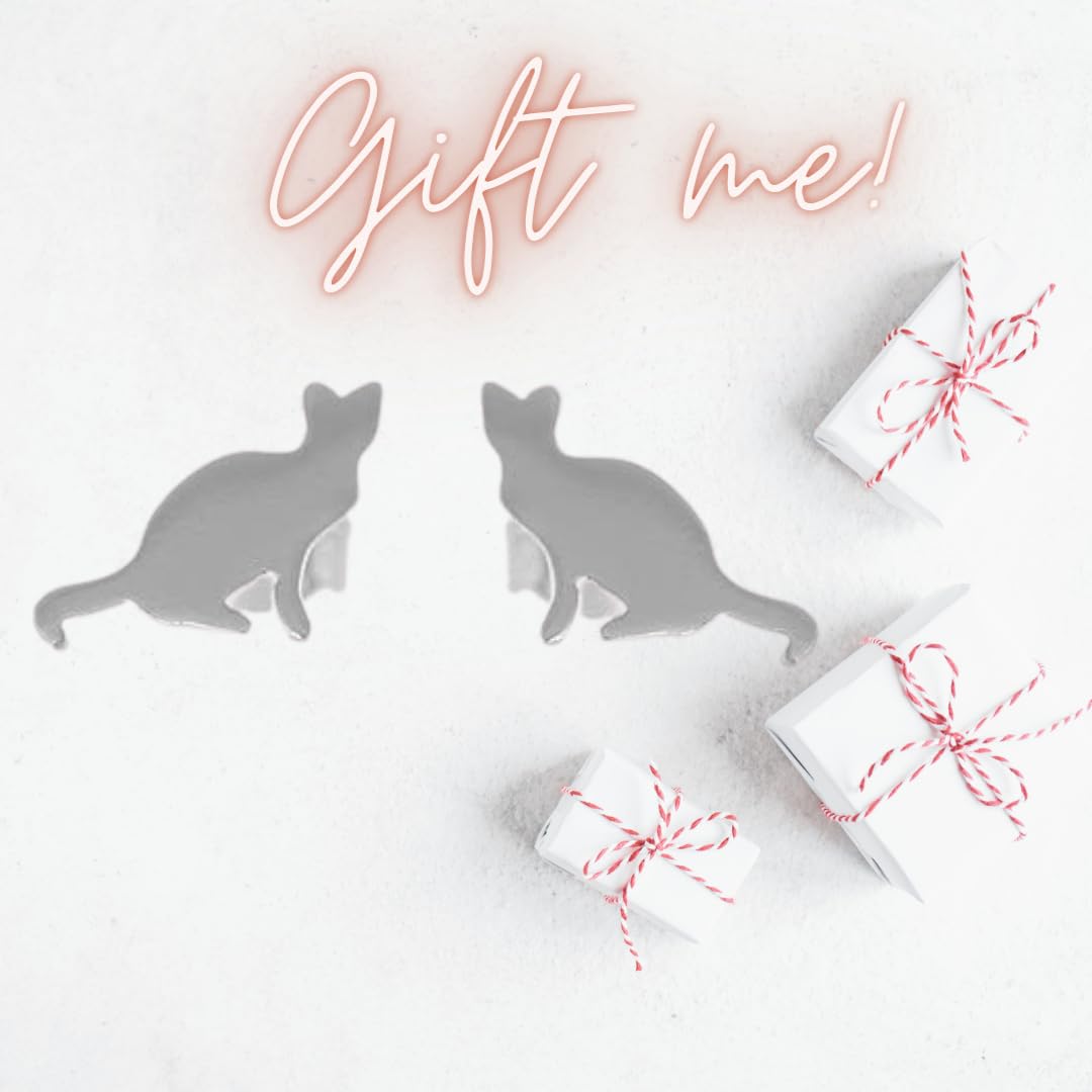 Sterling Silver Cat Stud Earrings | Handcrafted Animal Jewellery | Gift for Cat Lovers | Tamar & Talya