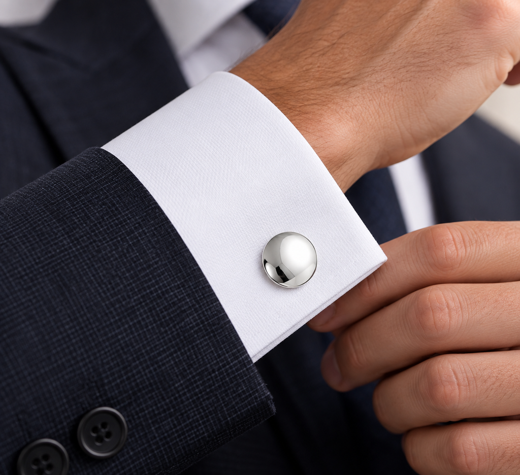 Silver cufflinks. Large 18mm dome cuff links Unisex
