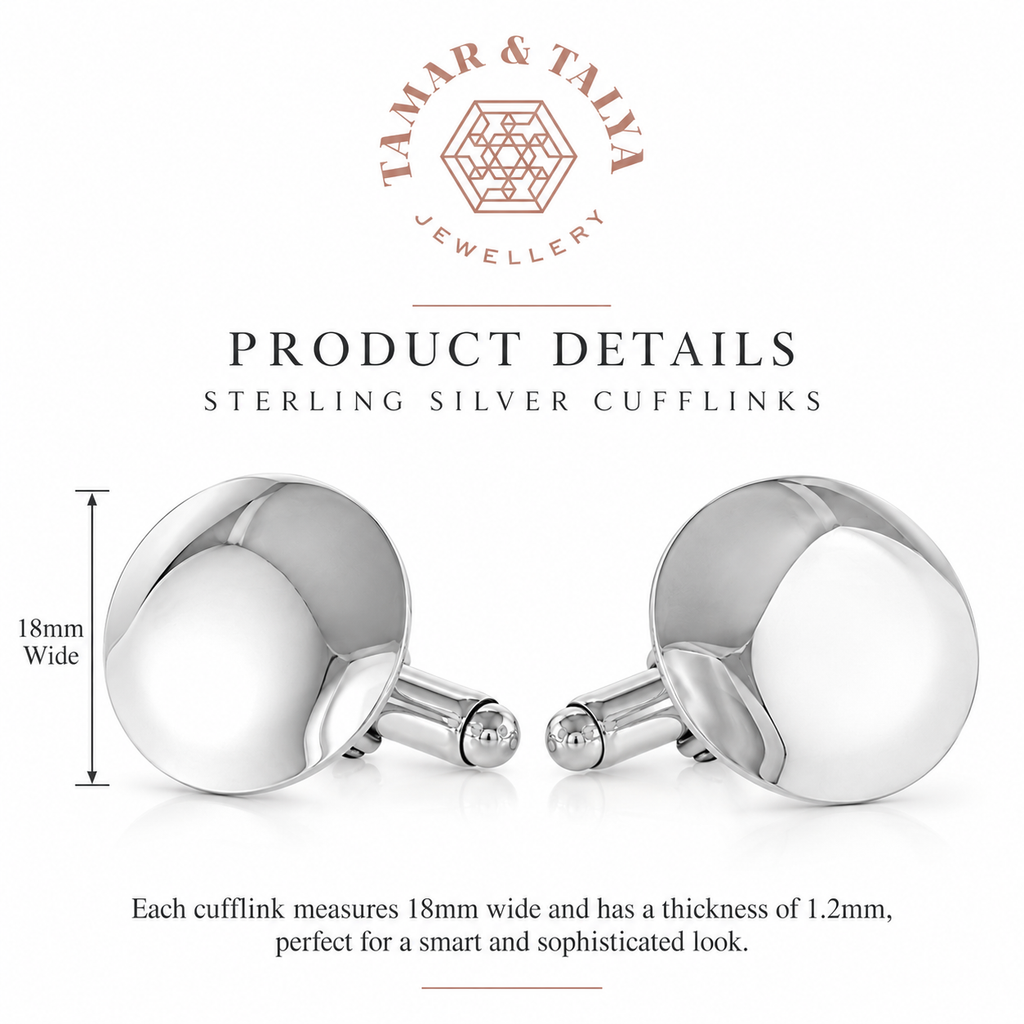 Silver cufflinks. Large 18mm dome cuff links Unisex