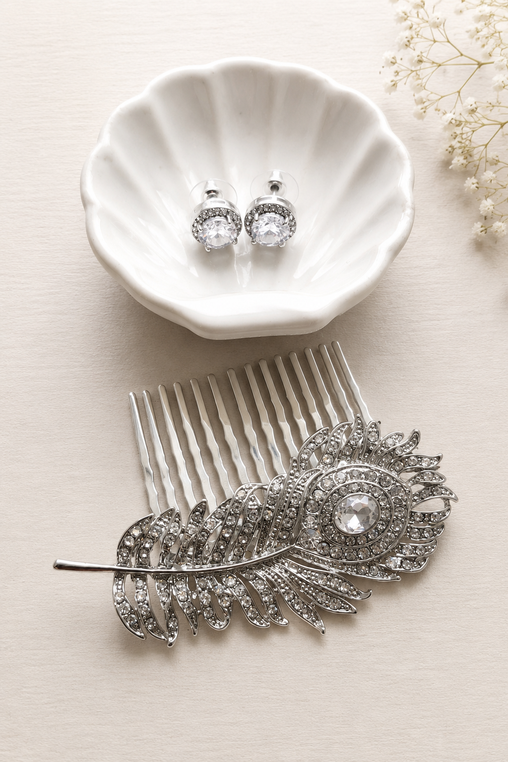 Peacock Feather Bridal Hair Comb | Gatsby Inspired Wedding Accessory | Tamar & Talya