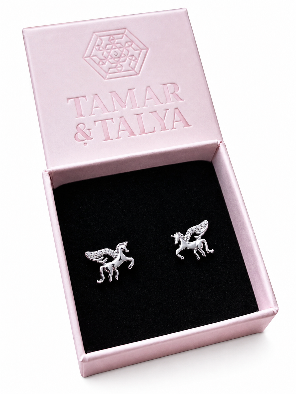 Unicorn Stud Earrings | Hypoallergenic Sterling Silver with CZ Crystals | Tamar & Talya