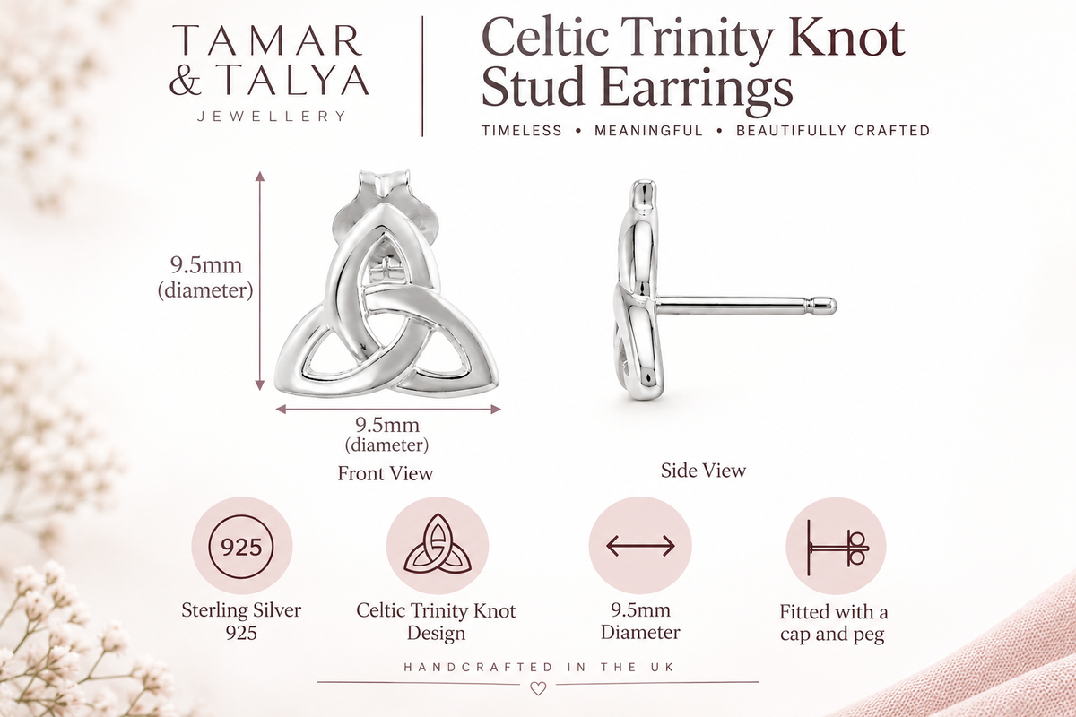 Sterling Silver Celtic Knot Stud Earrings | Handcrafted Heritage Jewellery | Gift for Her | Tamar & Talya