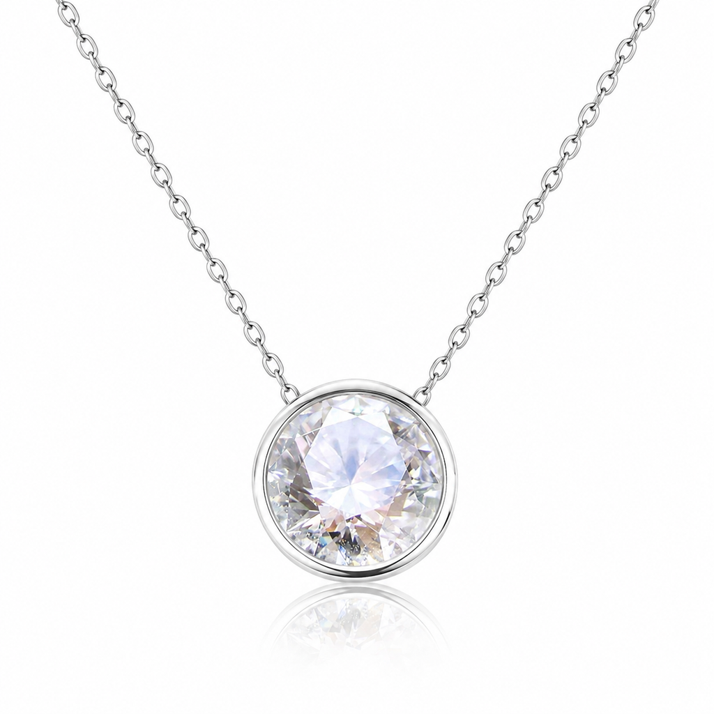 Collier cercle en oxyde de zirconium - Pendentif en argent sterling et oxyde de zirconium - Bijou élégant fabriqué au Royaume-Uni