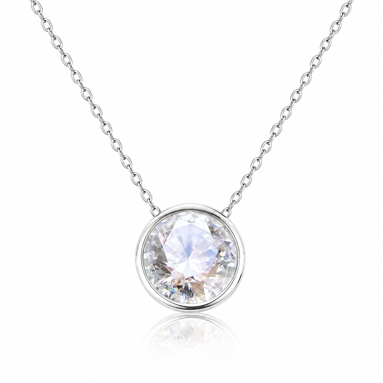 CZ Circle Necklace - Sterling Silver Cubic Zirconia Pendant - Elegant UK-Made Jewellery Gift