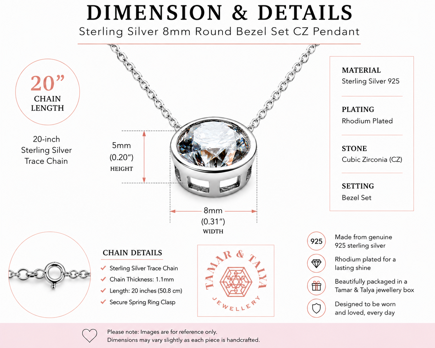 CZ Circle Necklace - Sterling Silver Cubic Zirconia Pendant - Elegant UK-Made Jewellery Gift
