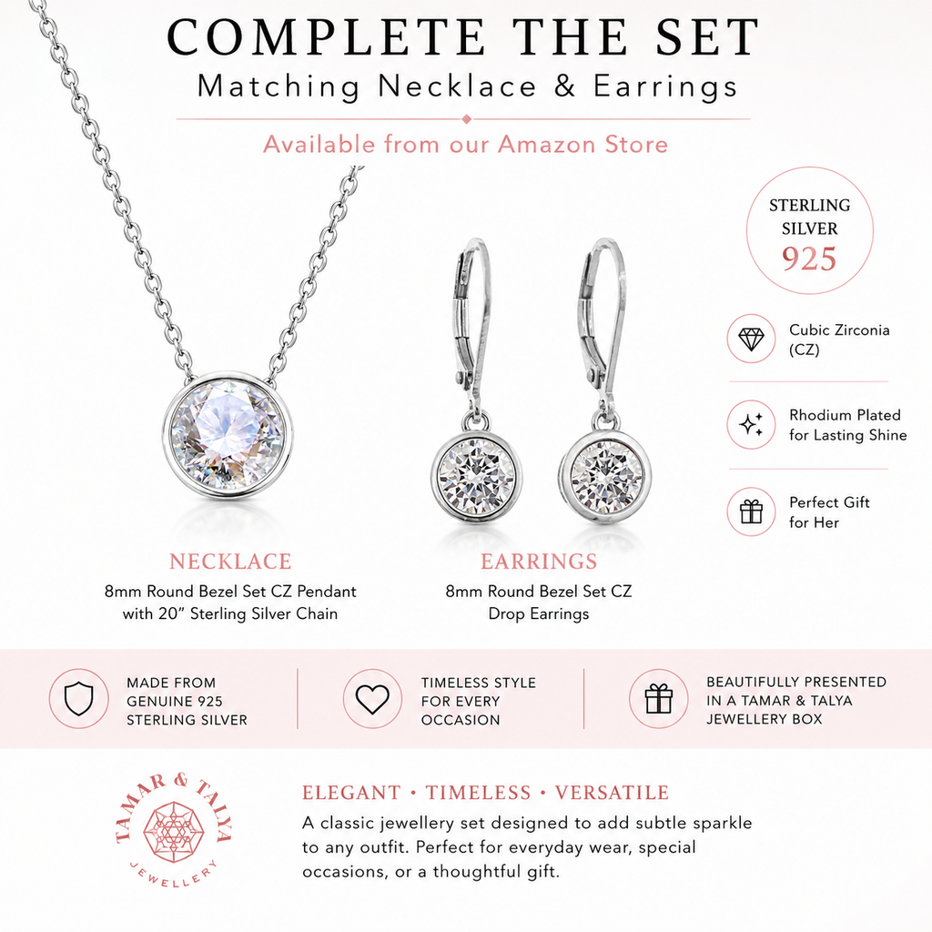 Collier cercle en oxyde de zirconium - Pendentif en argent sterling et oxyde de zirconium - Bijou élégant fabriqué au Royaume-Uni