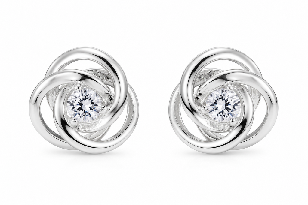 Elevate Your Style with Sterling Silver Celtic Knot Earrings featuring CZ