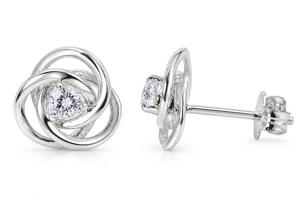 Elevate Your Style with Sterling Silver Celtic Knot Earrings featuring CZ