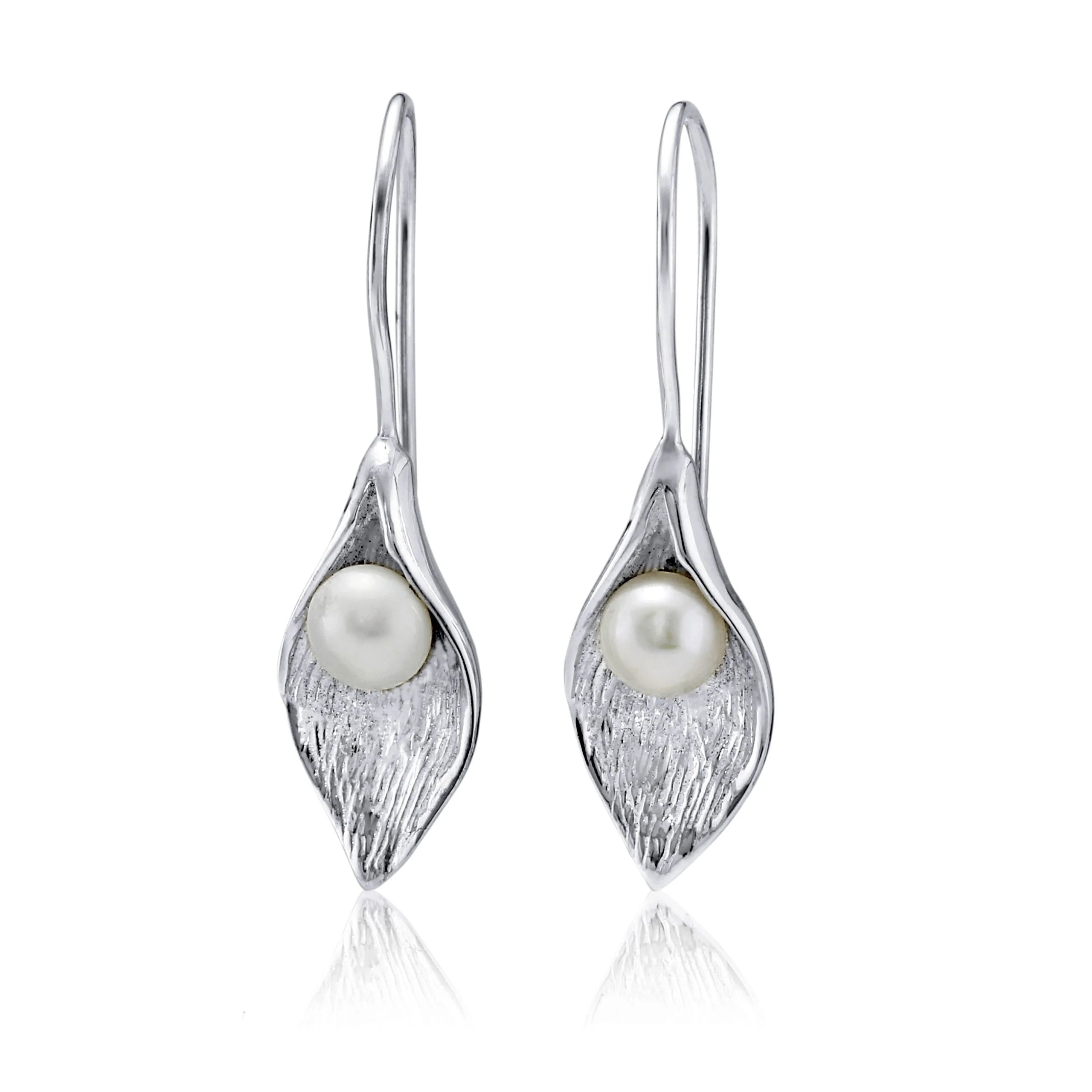 Calla Lily Freshwater Pearl Drop Earrings | Tamar and Talya