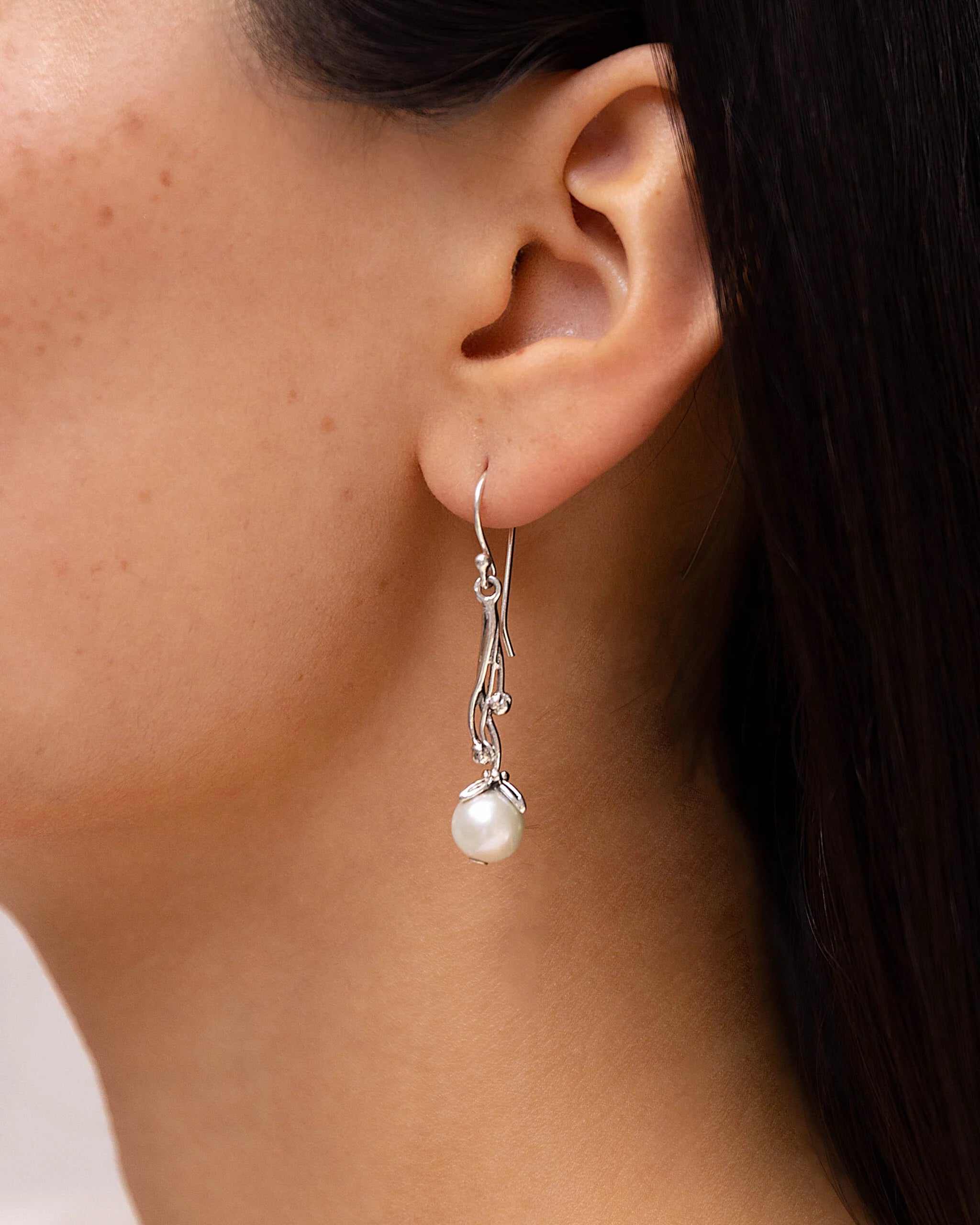 Bridal Earrings | Handmade Pearl Silver Drop | Tamar and Talya