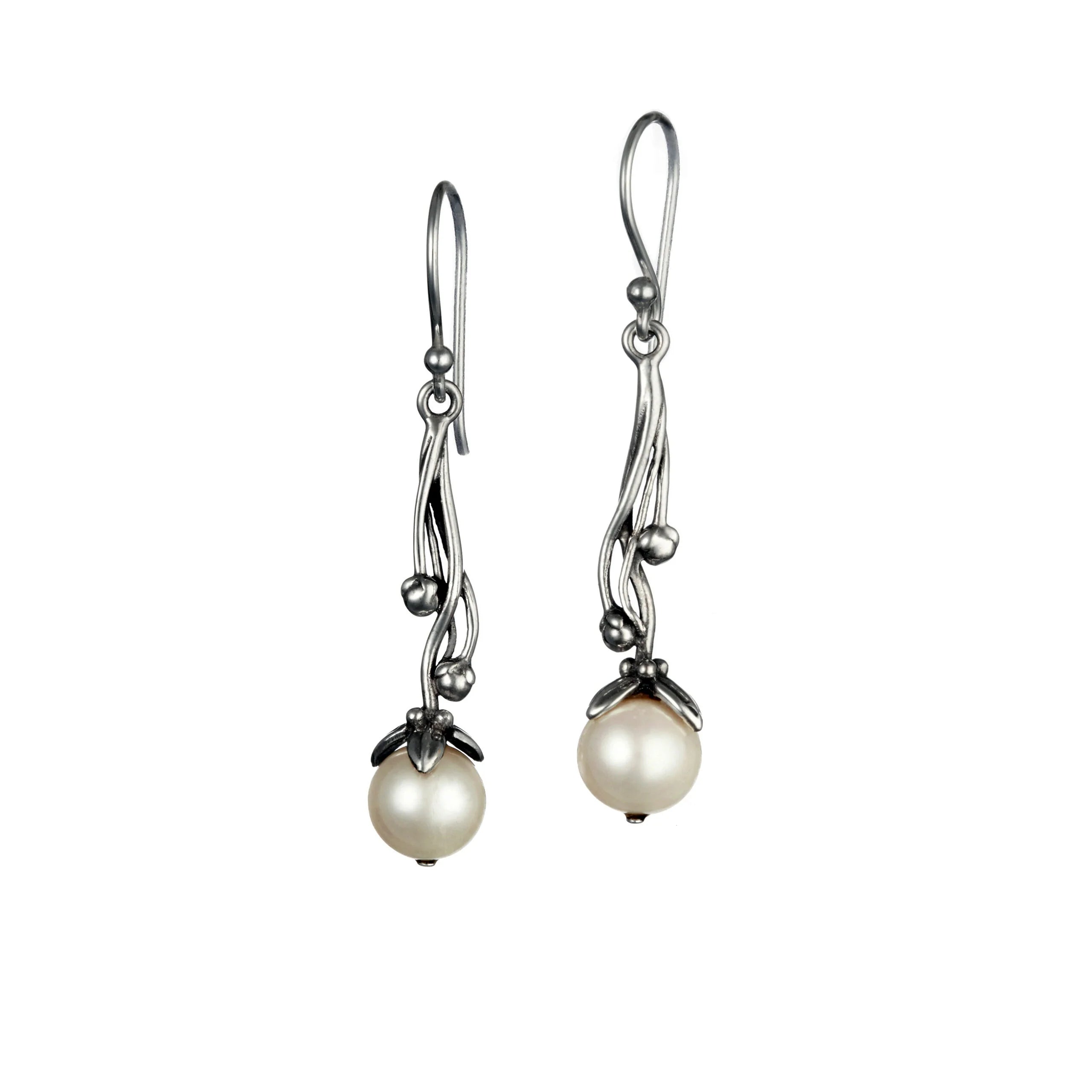 Bridal Earrings | Handmade Pearl Silver Drop | Tamar and Talya