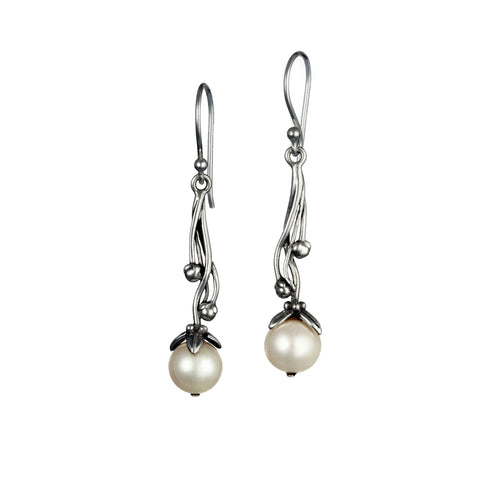 Bridal Earrings | Handmade Pearl Silver Drop | Tamar and Talya