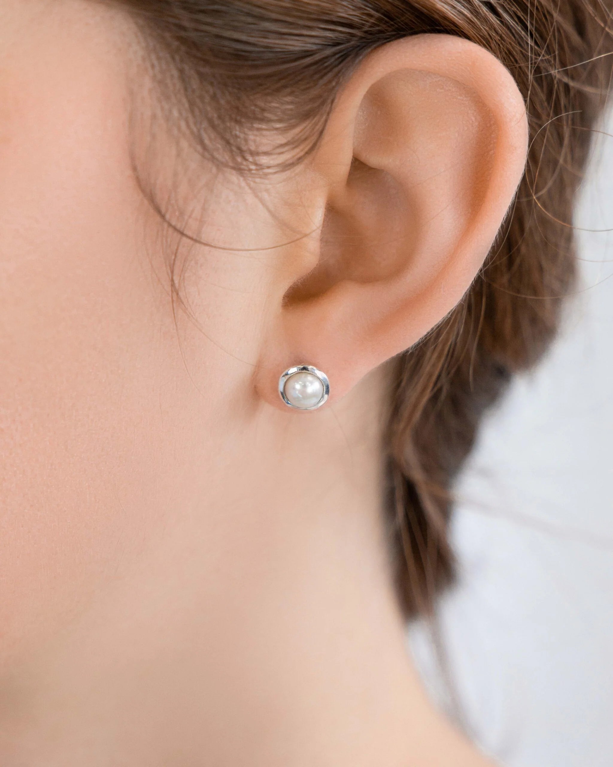 Bridesmaid Earrings | Pearl Sterling Silver Studs | Tamar and Talya