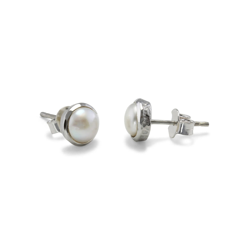 Bridesmaid Earrings | Pearl Sterling Silver Studs | Tamar and Talya
