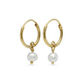 Gold Pearl Hoop Earrings | Vermeil Huggie Hoops | Tamar and Talya