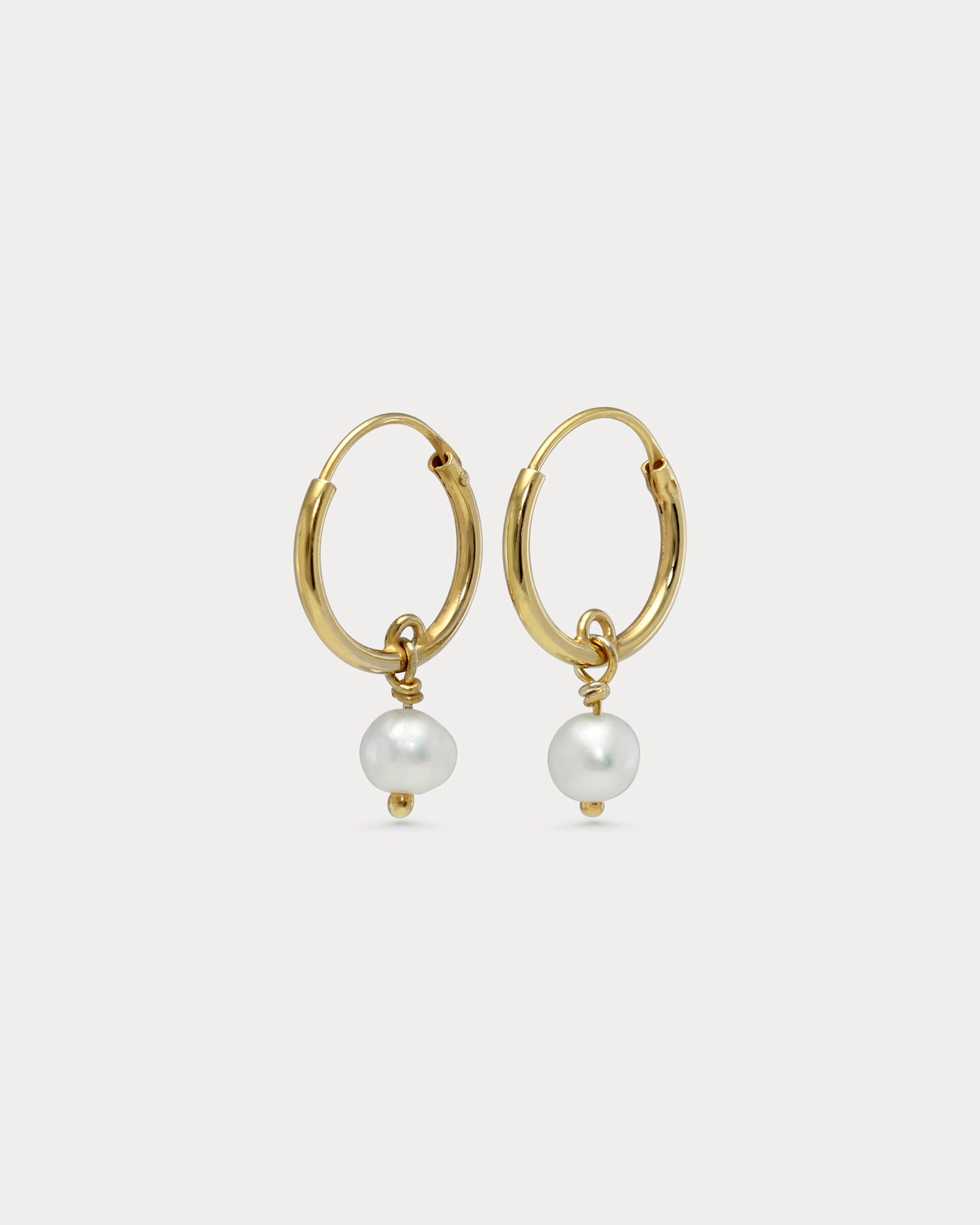 Gold Pearl Hoop Earrings | Vermeil Huggie Hoops | Tamar and Talya