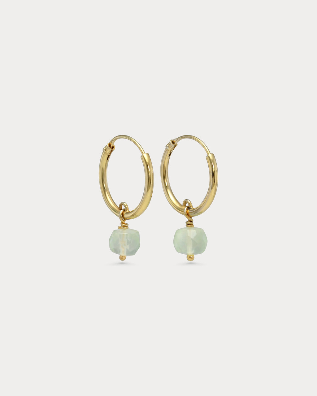 Gold Hoop Earrings | Prehnite Hoops | Gemstone Huggie Hoops | Tamar and Talya