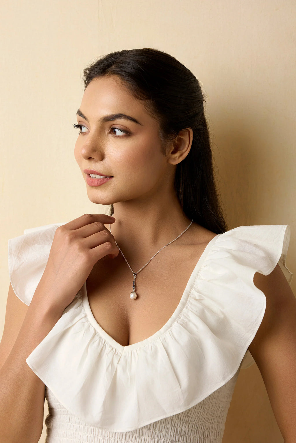 Sterling Silver Pearl Pendant | Bridal Necklace | Tamar and Talya