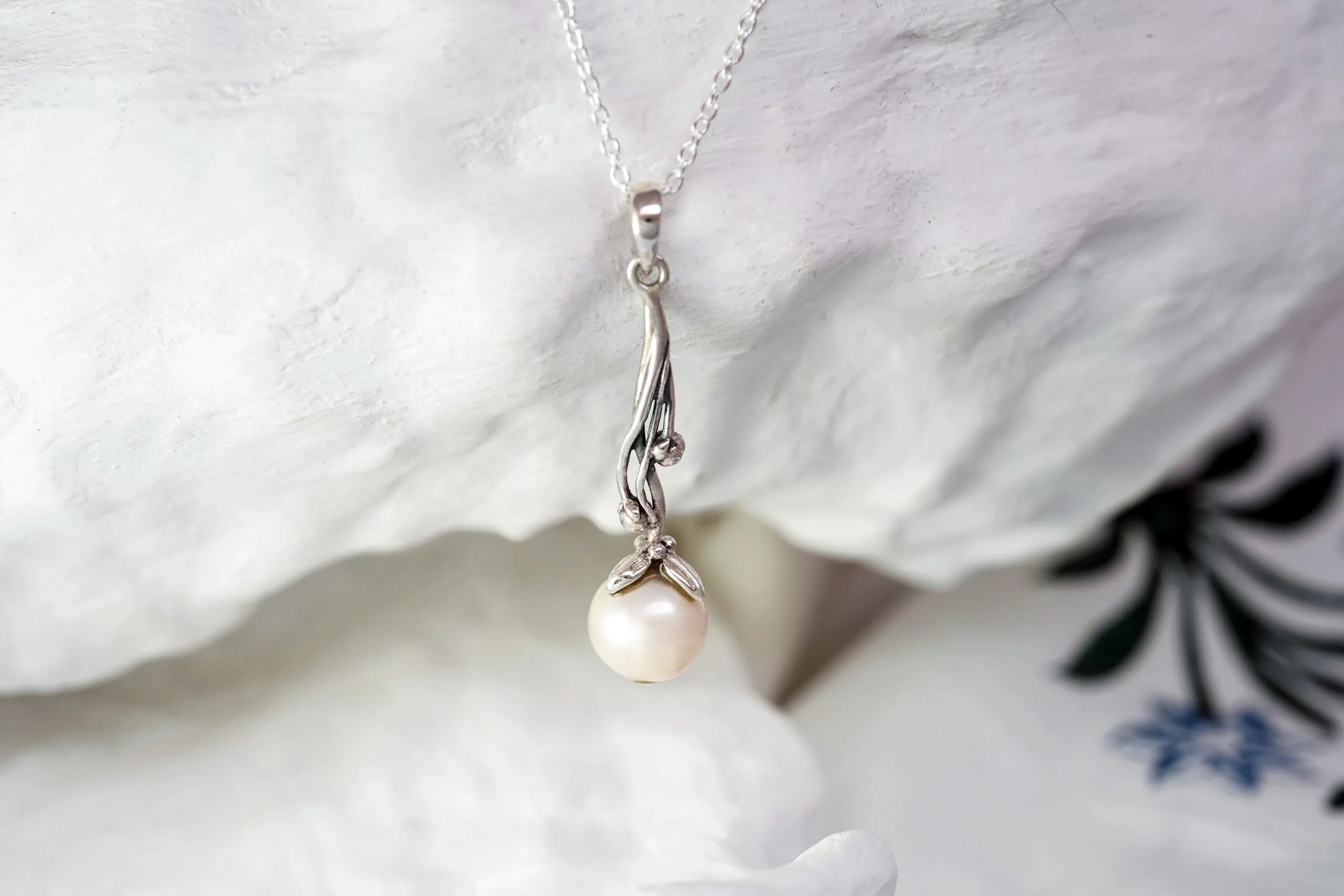 Sterling Silver Pearl Pendant | Bridal Necklace | Tamar and Talya
