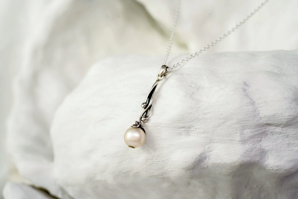 Sterling Silver Pearl Pendant | Bridal Necklace | Tamar and Talya