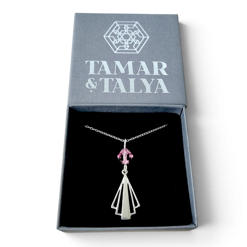 Art Deco Sterling Silver Bridal Set | Light Rose Swarovski Crystal Earrings Necklace