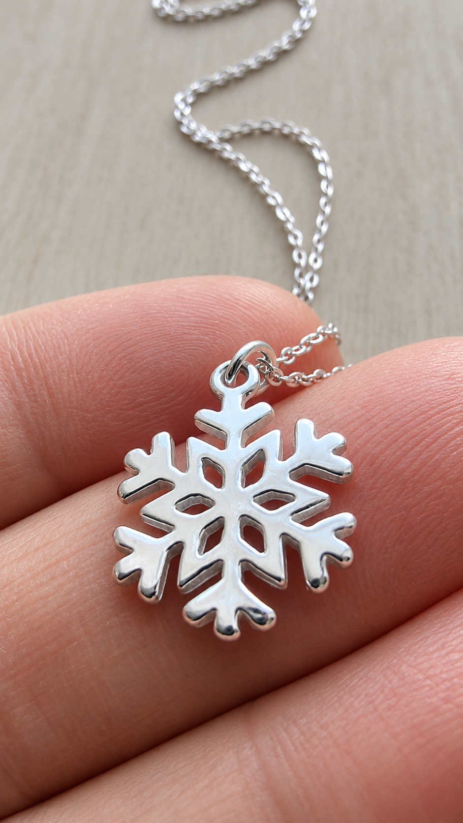 Snowflake Necklace in Sterling Silver Snow Flake Girls Teenager pendant