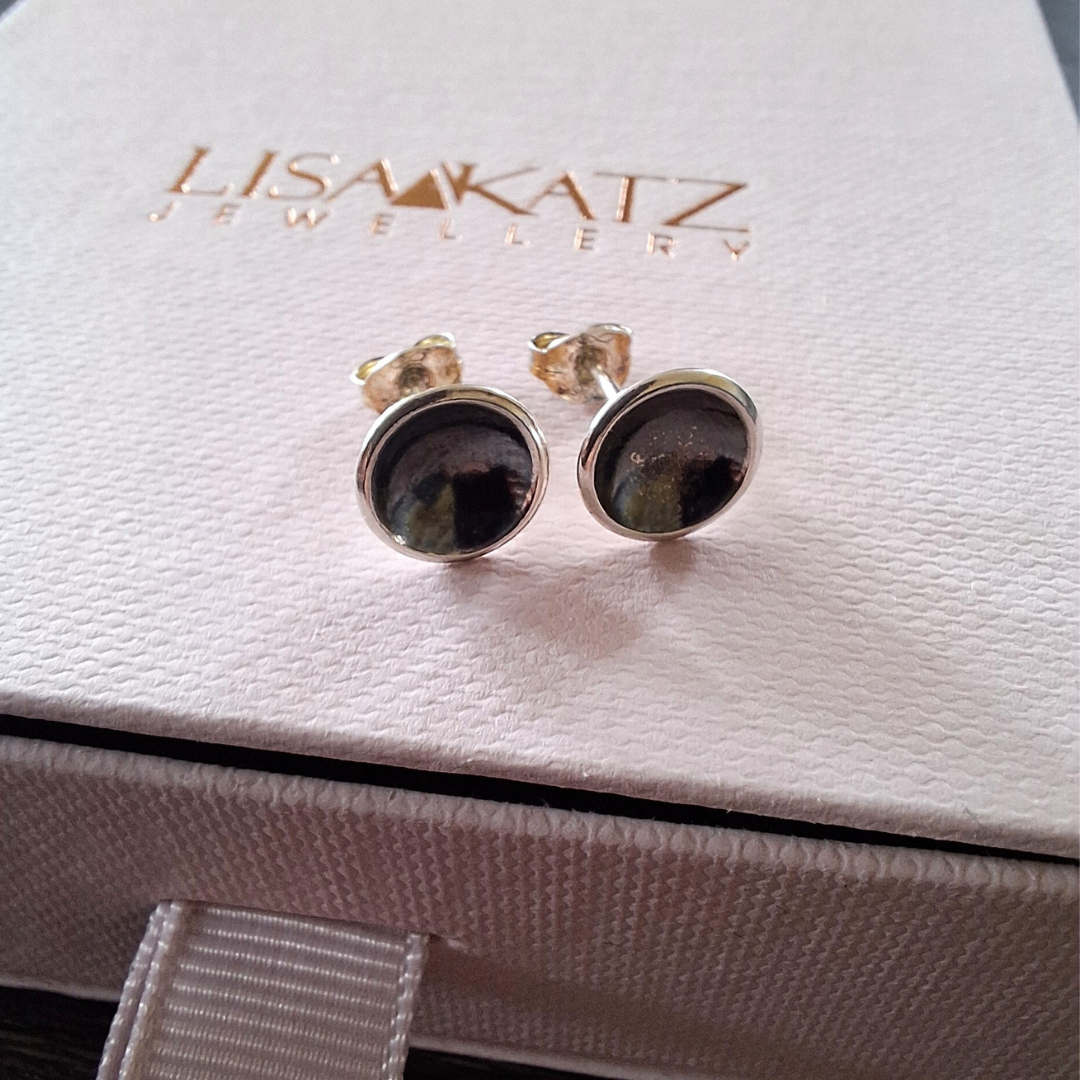 Black Starry Night Stud Earrings | 12mm | Sterling Silver