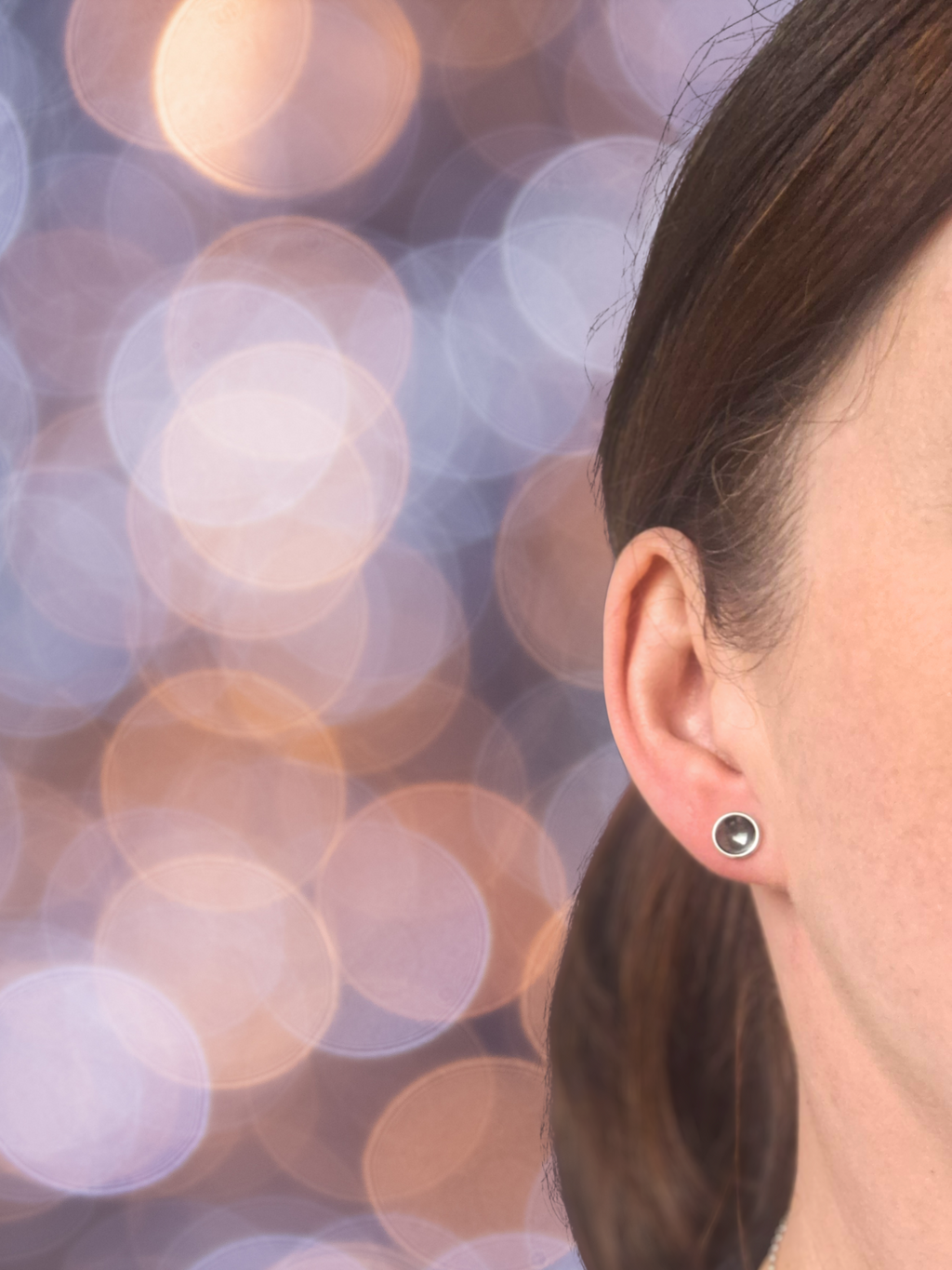 Black Starry Night Stud Earrings | 12mm | Sterling Silver