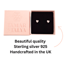 Load image into Gallery viewer, Pink Heart CZ Studs | Sterling Silver - Tamar and Talya
